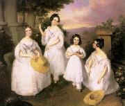Brocky, Karoly The Daughters of Medgyasszay oil painting on canvas